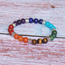 Load image into Gallery viewer, 7 Shakra Bracelet Very Long Product Title For Testing Purpose 7 chakra bracelet, in blue or black.